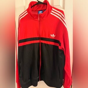 Adidas Men's Red and Black Bomber Jacket size 3XL